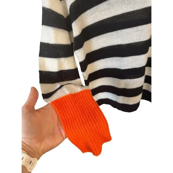 ANTHROPOLOGIE Little Lies Stripe Contrast Sweater Nuuly Sz Med/Large Wool Blend - Picture 4 of 8